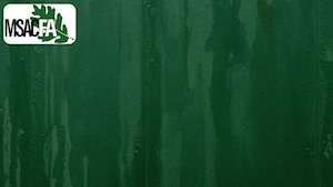 dark green background and logo with rounded corners in top corner